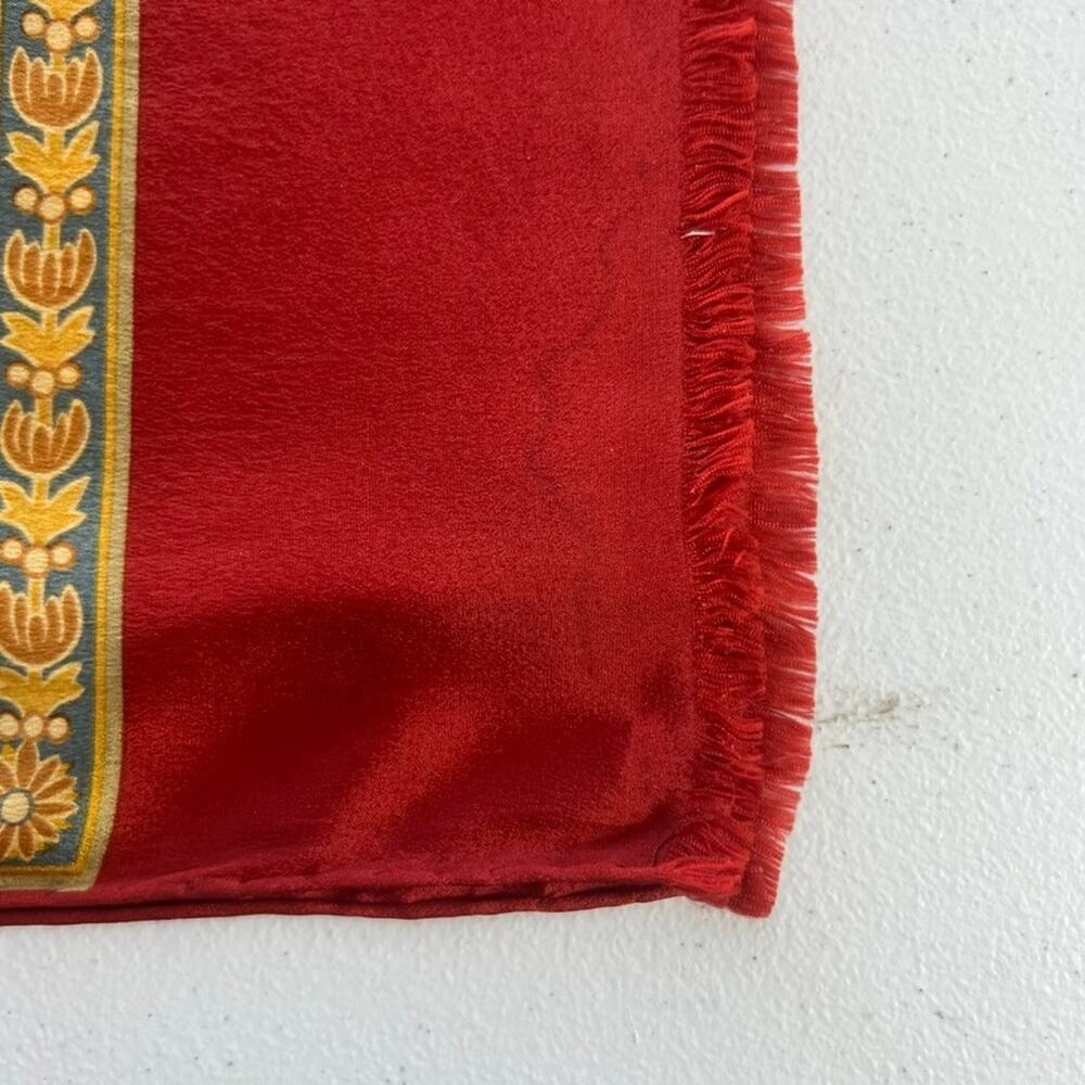 Vintage Bill Blass for Baar & Beards Silk Multicolored Scarf Floral Red - Picture 9 of 11